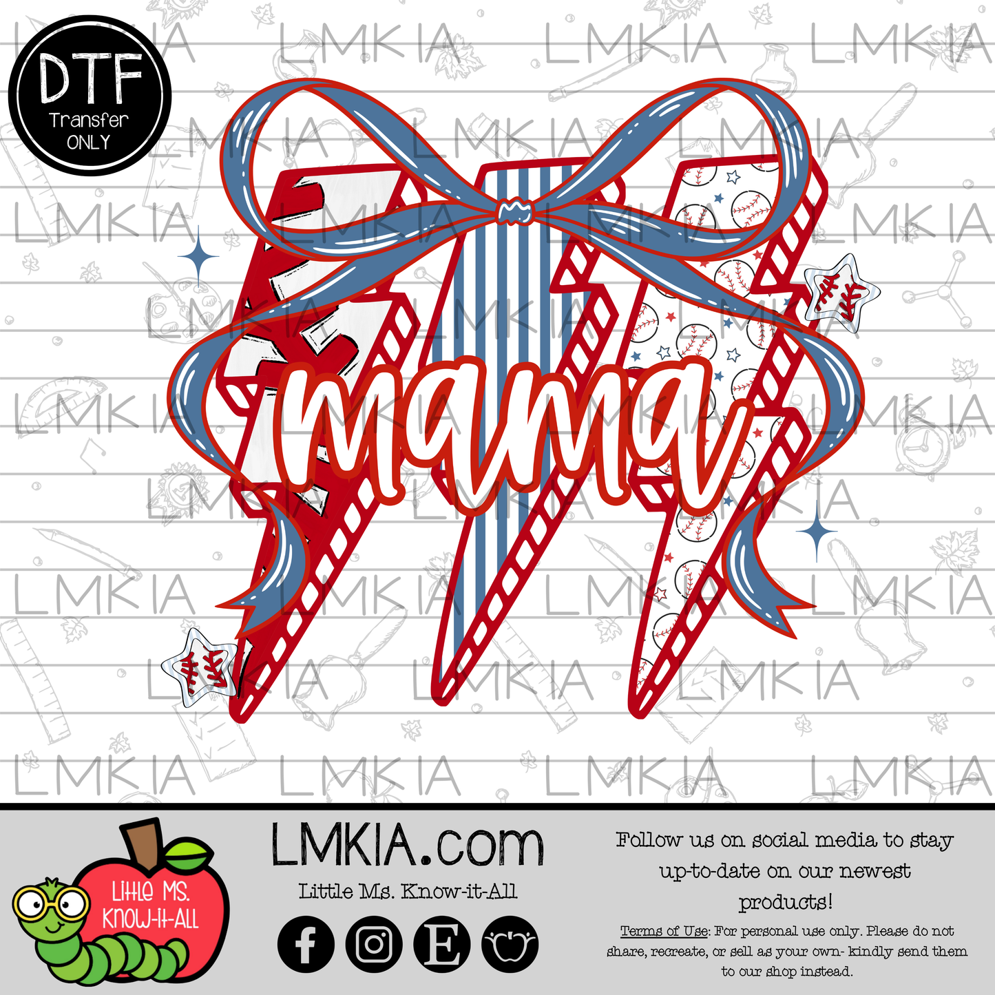 Baseball Mama Bolts DTF Transfer