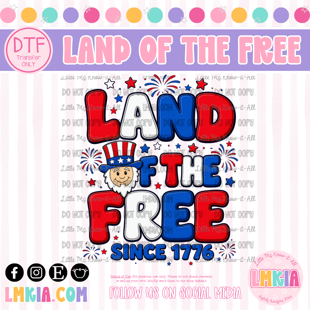Land of the Free DTF Transfer