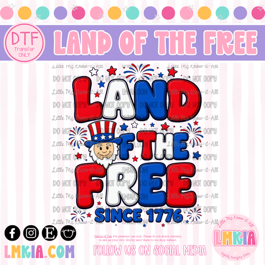 Land of the Free DTF Transfer