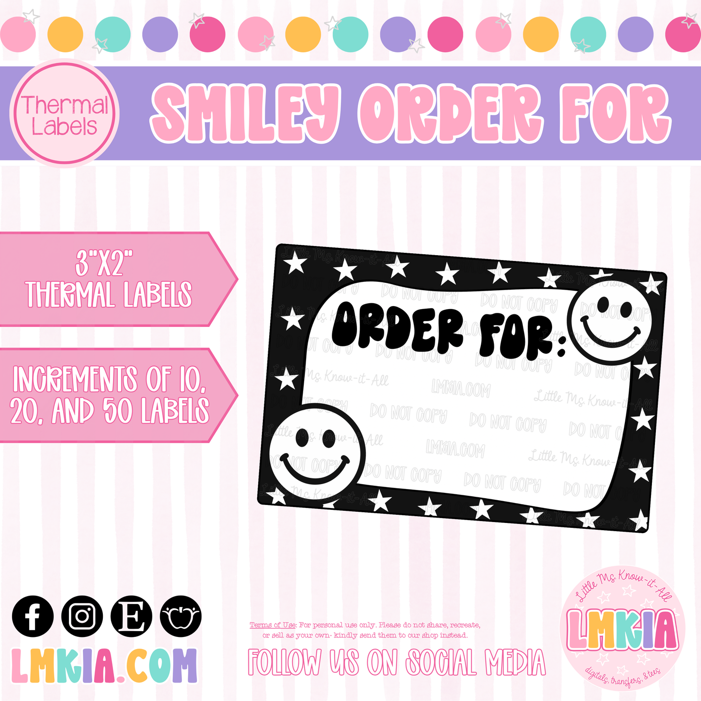 Stars Smiley Order For Thermal Labels