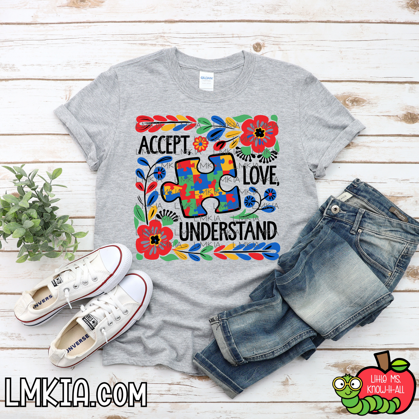 Accept, Love, Understand Mexican Floral Autism T-Shirt