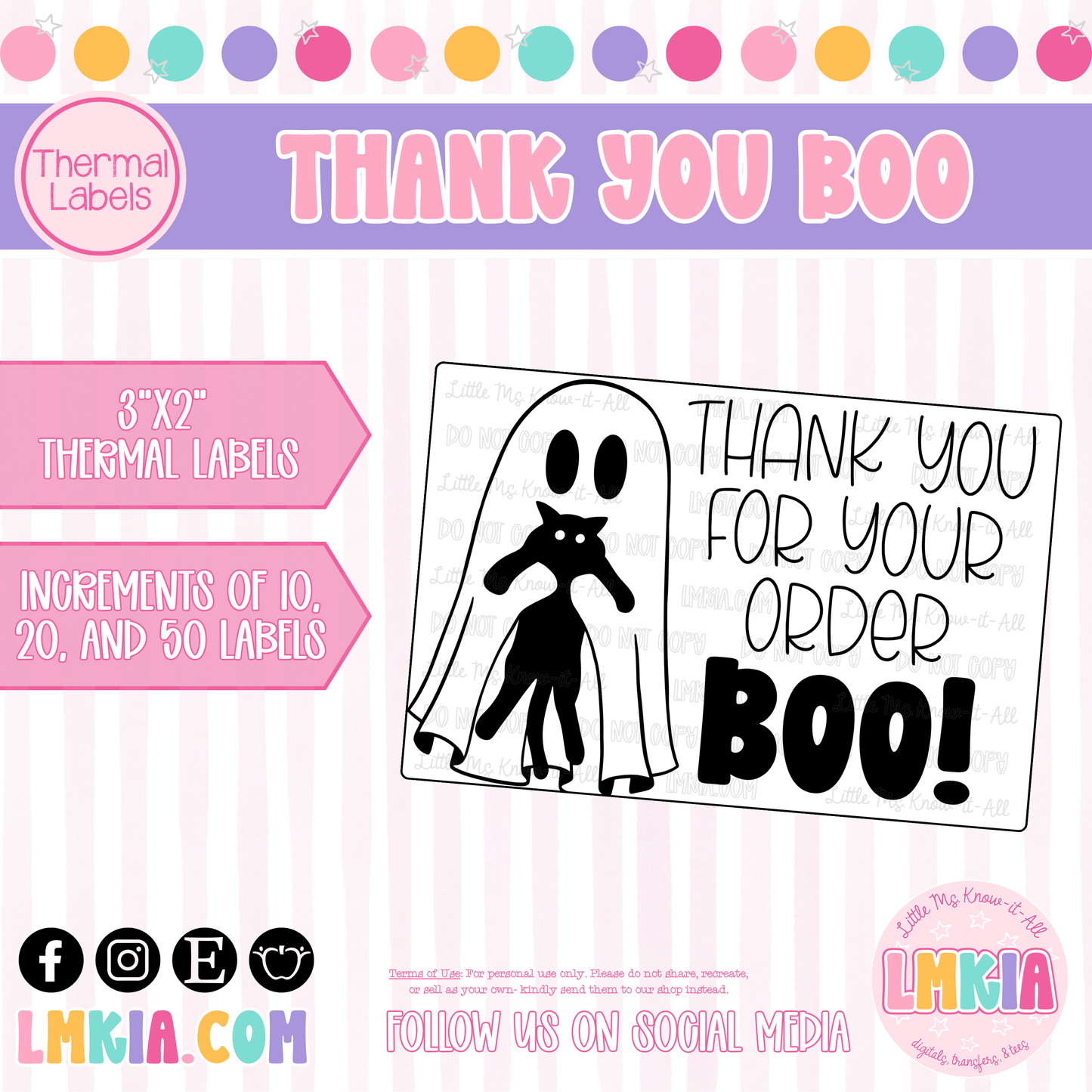 Thank You For Your Order Boo Thermal Labels