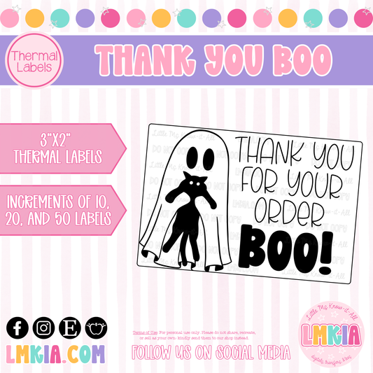 Thank You For Your Order Boo Thermal Labels