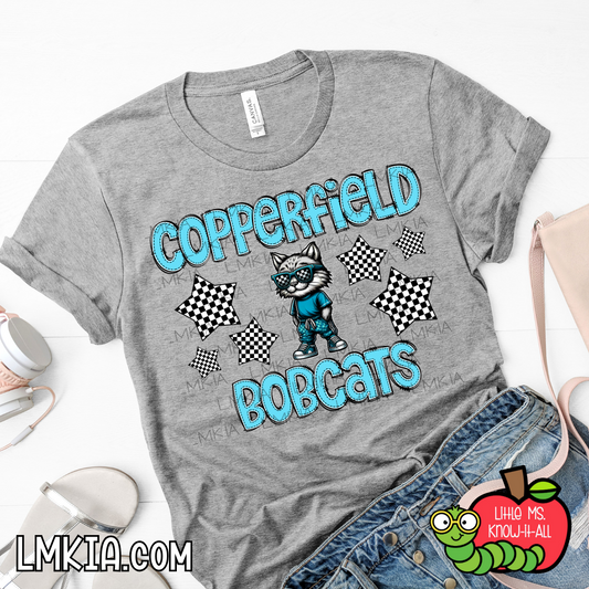 Checkered Star Copperfield Bobcats T-Shirt