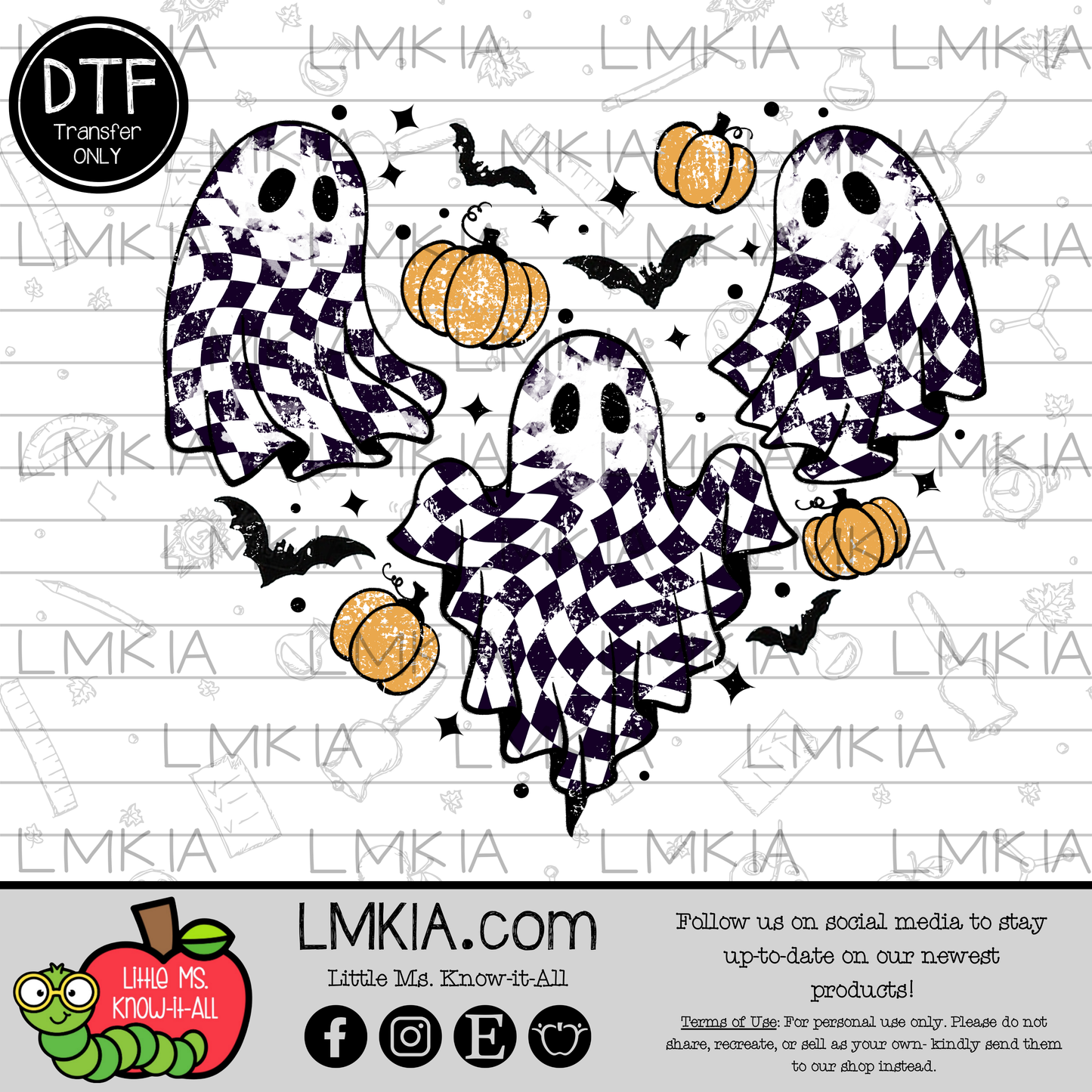 Checkered Ghost DTF Transfer