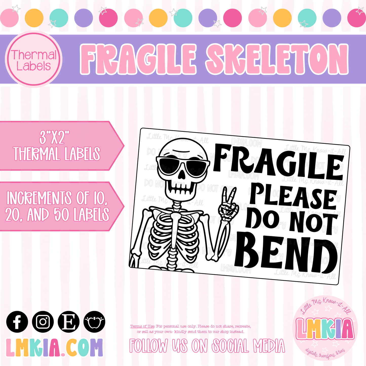 Fragile Skeleton Thermal Labels