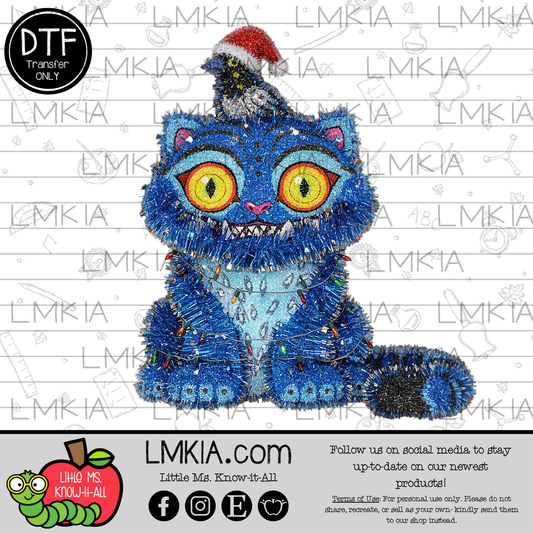 Tinsel Demon Cat Christmas DTF Transfer