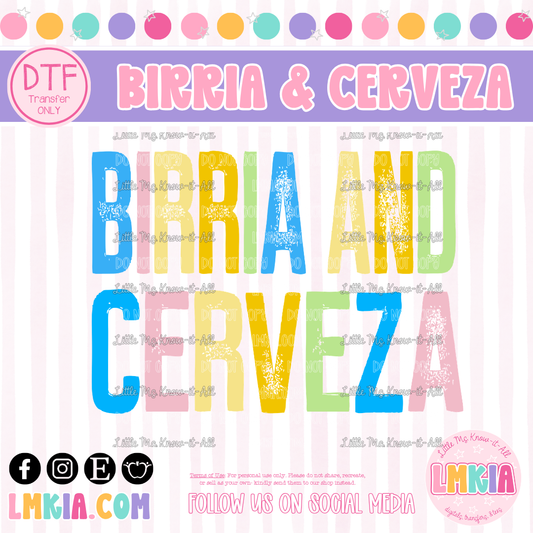 Birria and Cerveza DTF Transfer