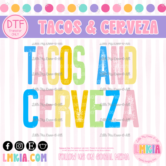 Tacos and Cerveza DTF Transfer
