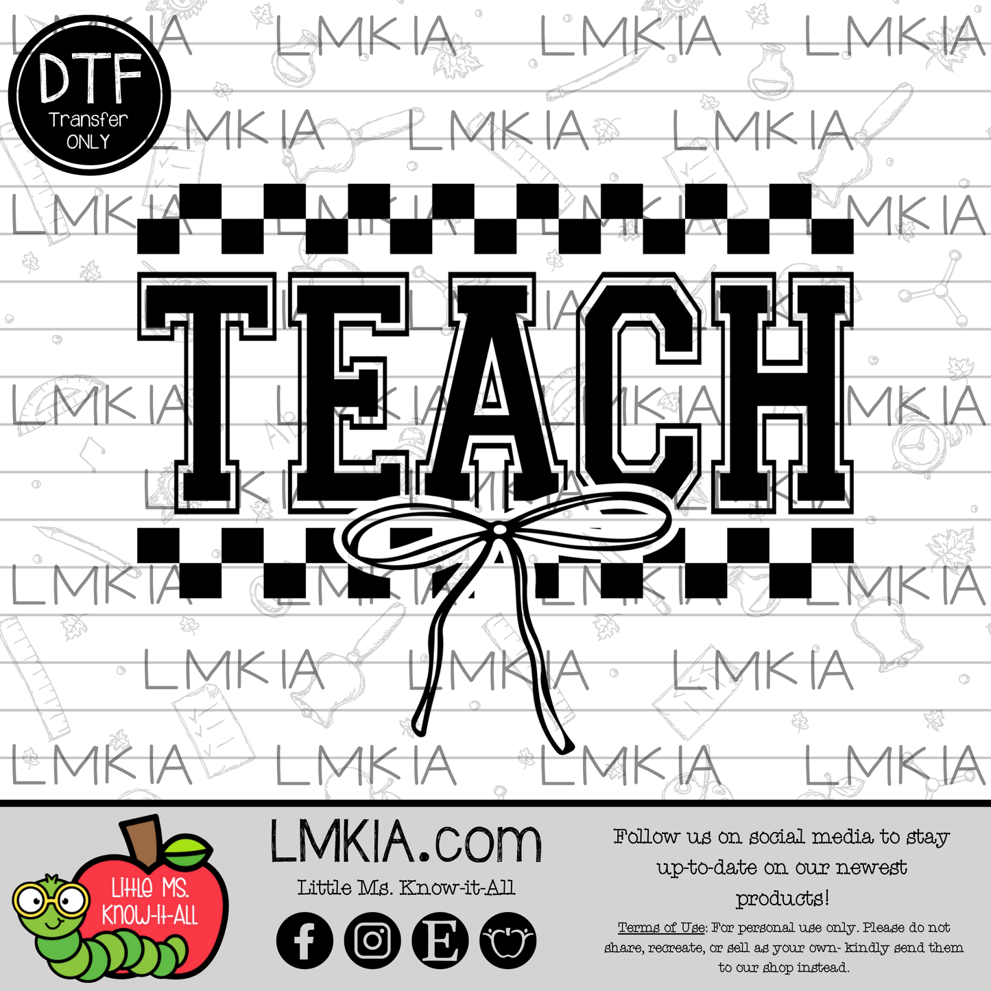 Teach Coquete Bow DTF Transfer