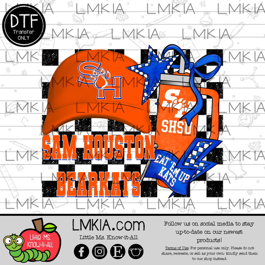 Checkered Texas Kats University DTF Transfer