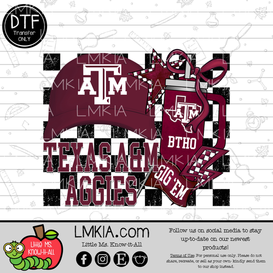 Checkered Texas University DTF Transfer