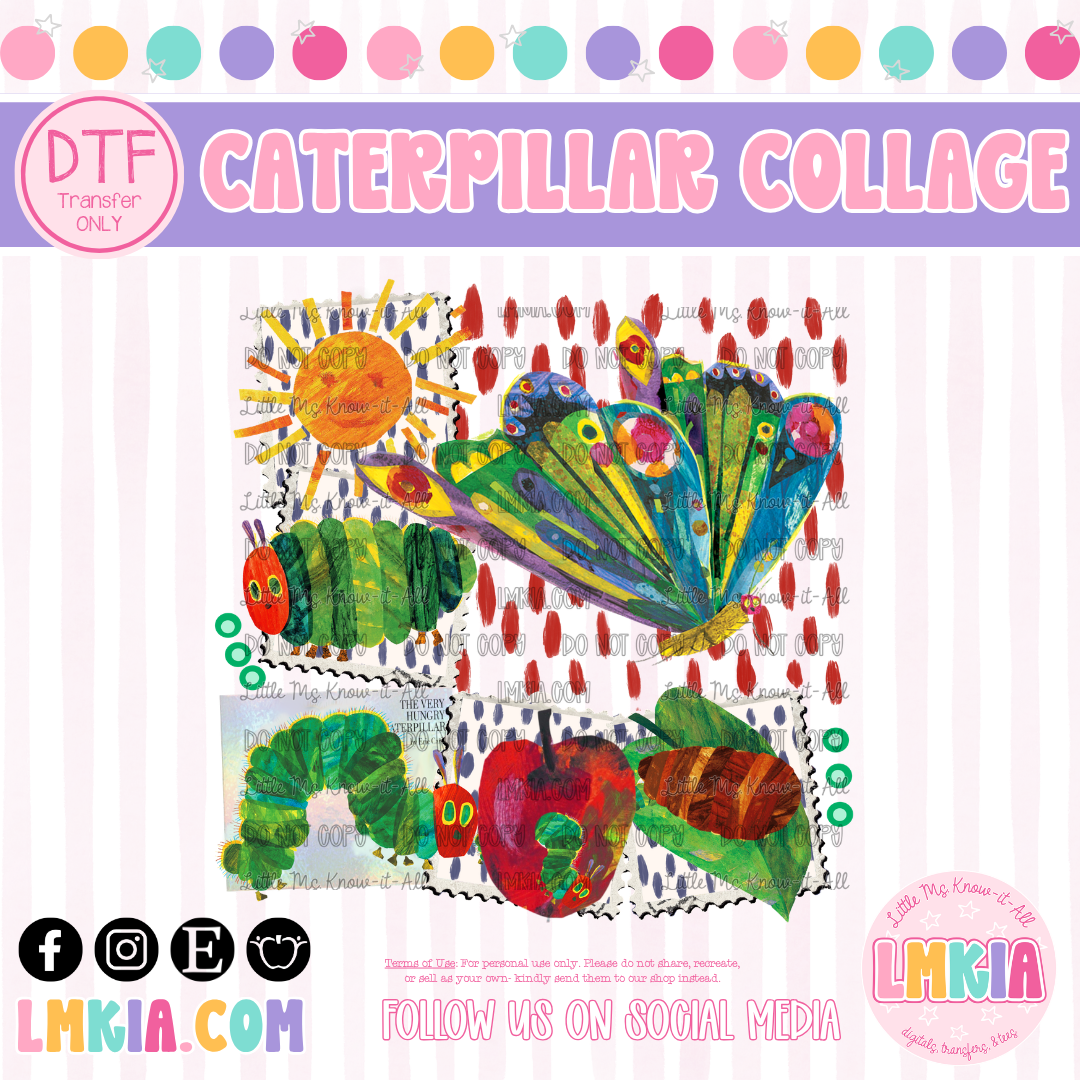 Caterpillar Collage DTF Transfer
