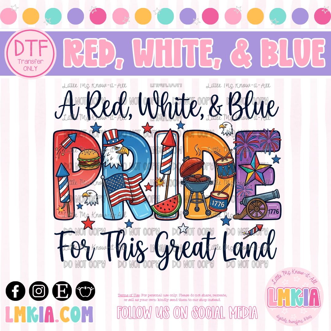 Red, White, & Blue DTF Transfer