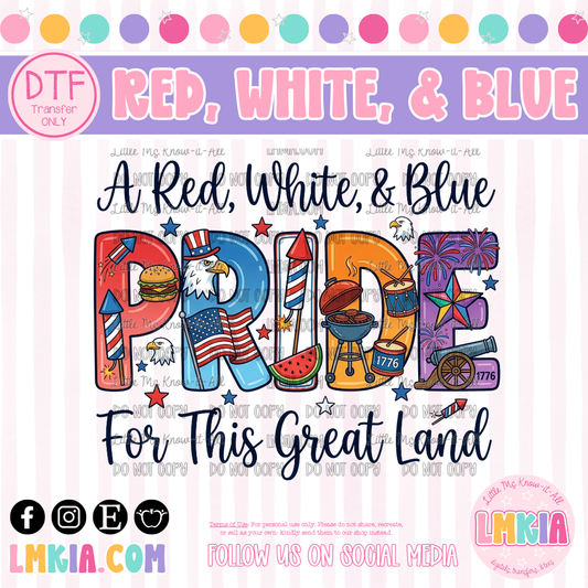 Red, White, & Blue DTF Transfer