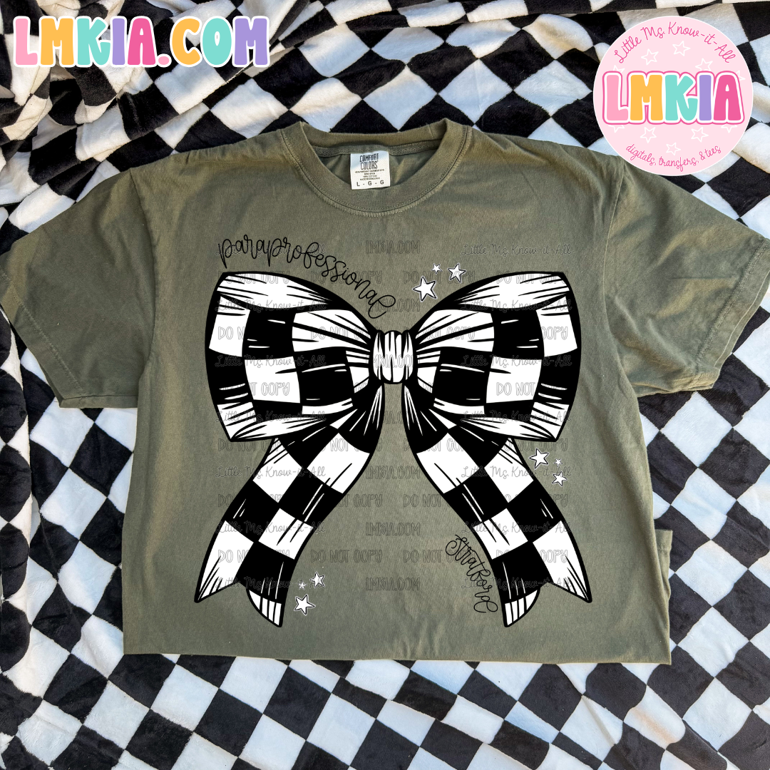 Custom Checkered Bow School Spirit T-Shirt