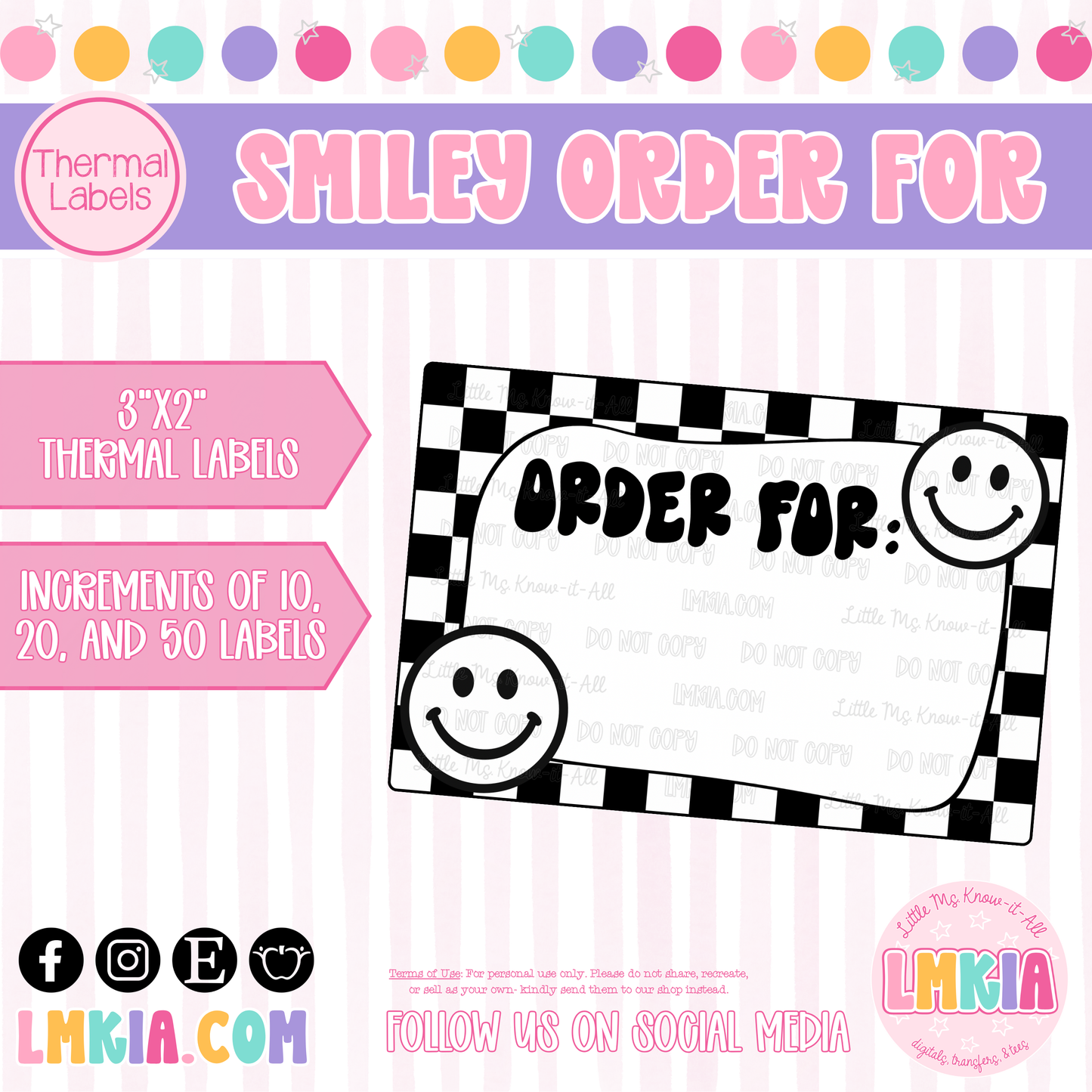 Smiley Order For Checkered Thermal Labels