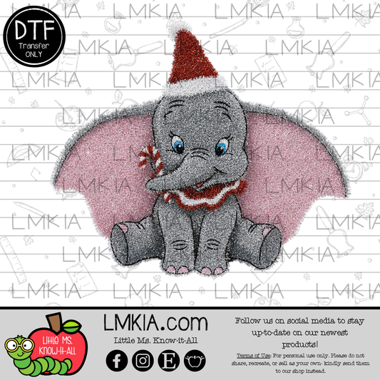 Tinsel Elephant Christmas DTF Transfer
