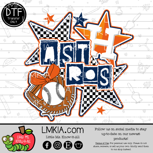 Texas Baseball Checkered Stars DTF Transfer