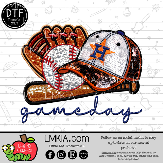 Texas Baseball Faux Sequin DTF Transfer