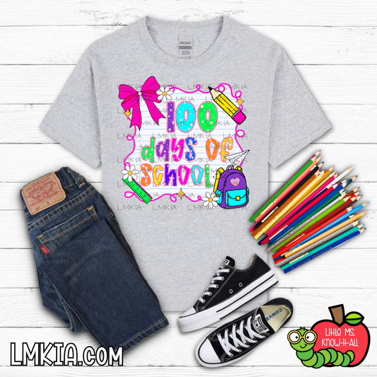 100's Days of School Coquette Kids T-Shirt