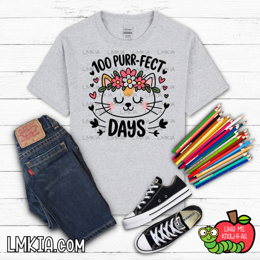 100's  Purr-fect Days Kids T-Shirt