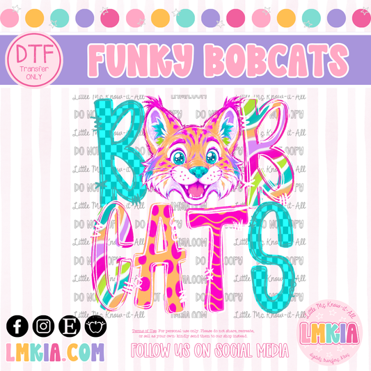 Funky Bobcats DTF Transfer