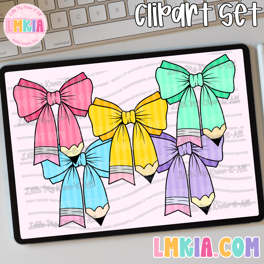 Striped Pencil Bows Clipart