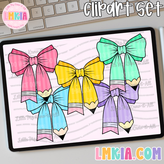 Striped Pencil Bows Clipart