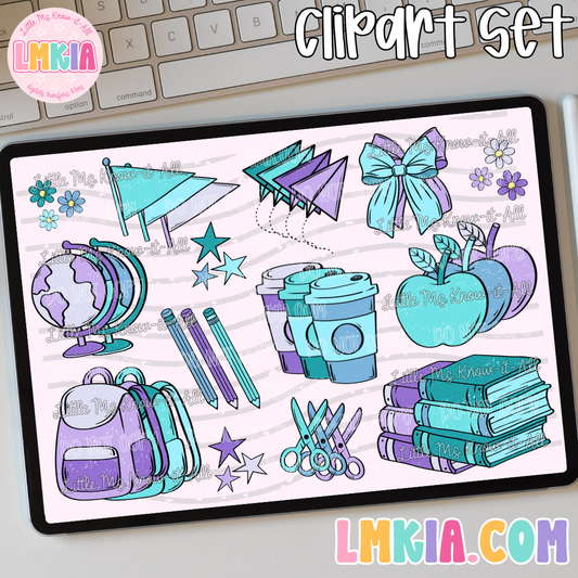 Cool Kids Grunge School Supplies Clipart