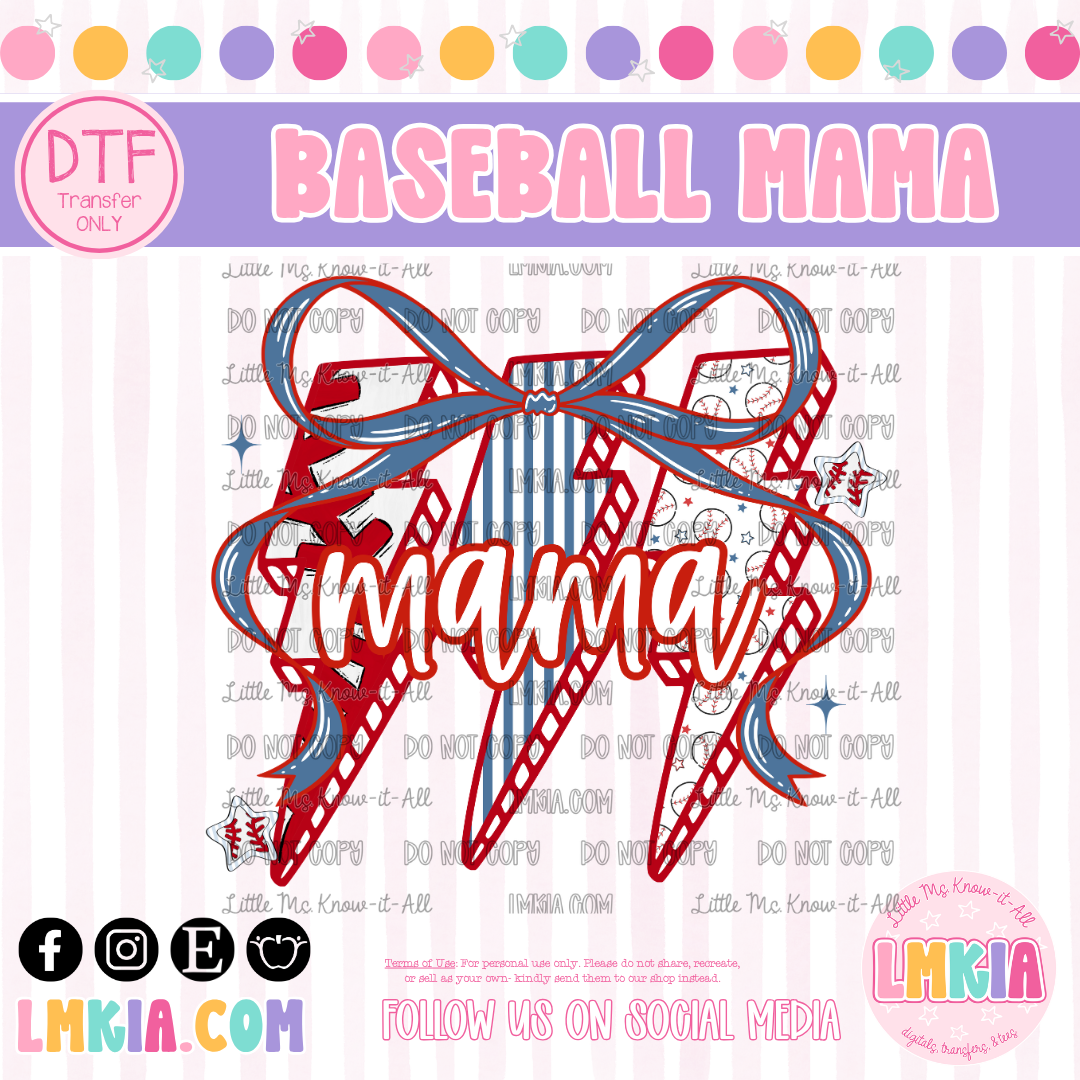 Baseball Mama Bolts DTF Transfer