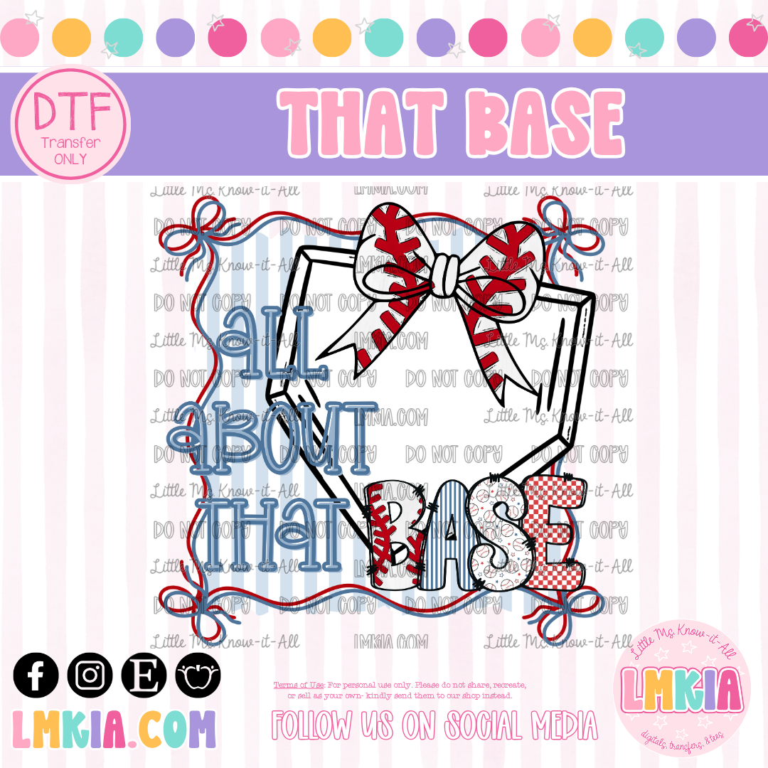Baseball All About That Base DTF Transfer