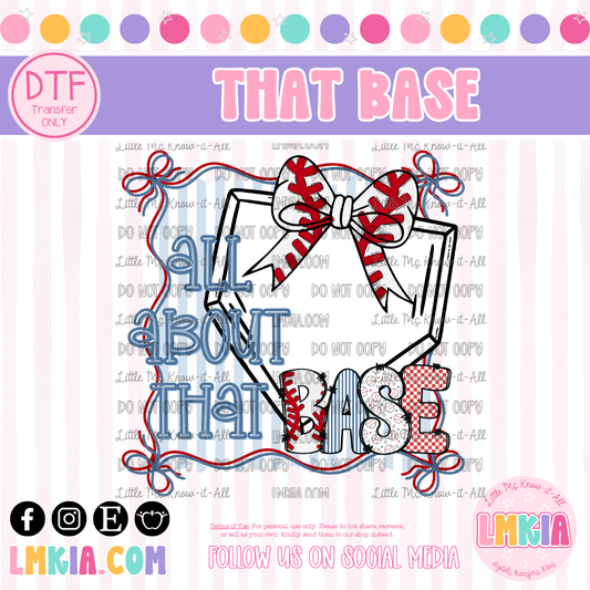 Baseball All About That Base DTF Transfer