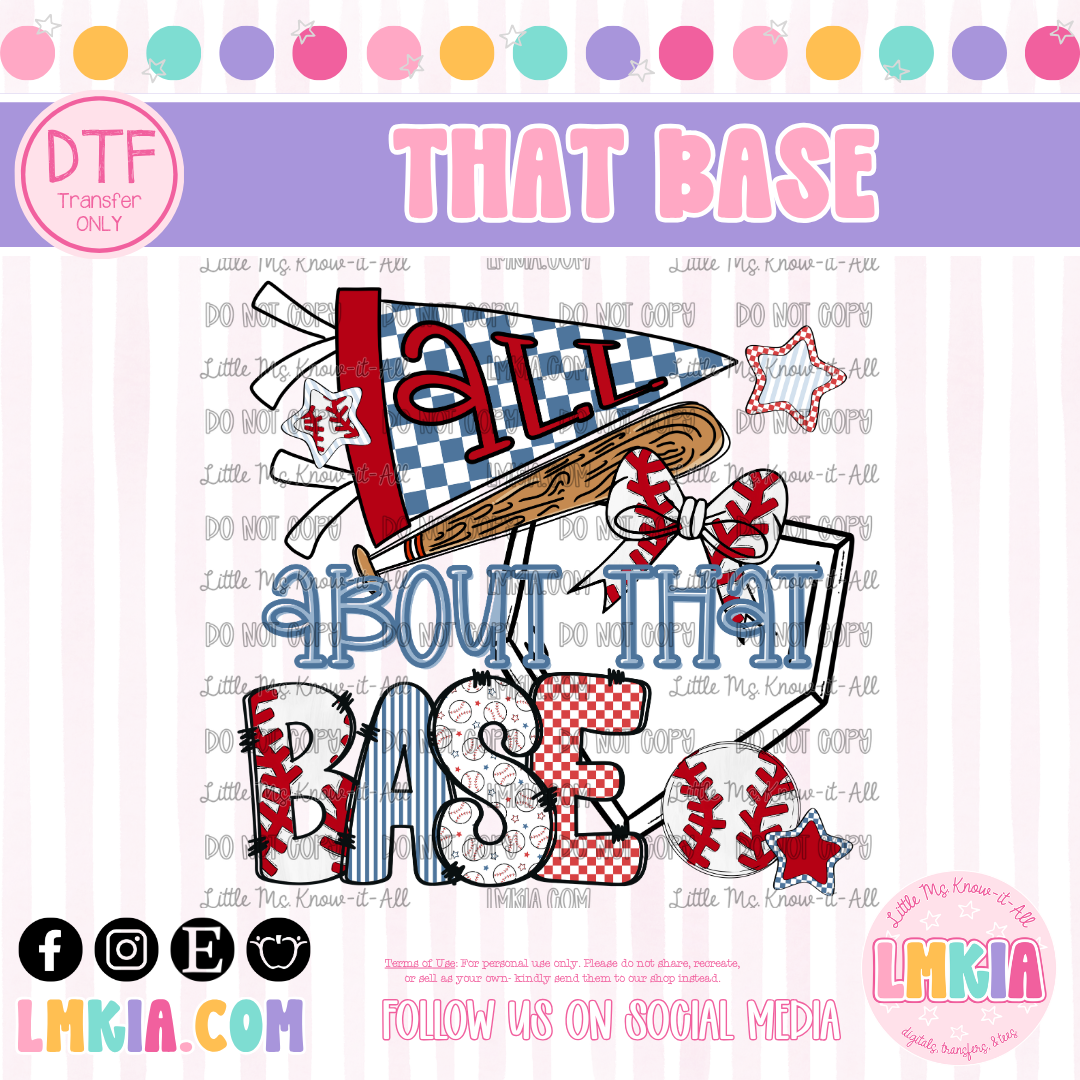 Baseball All About That Base DTF Transfer