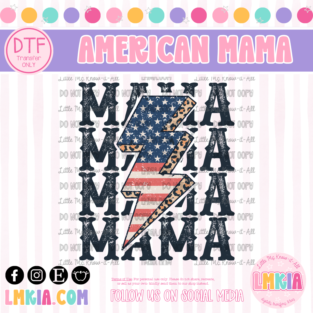 Mama Flag Bolt DTF Transfer