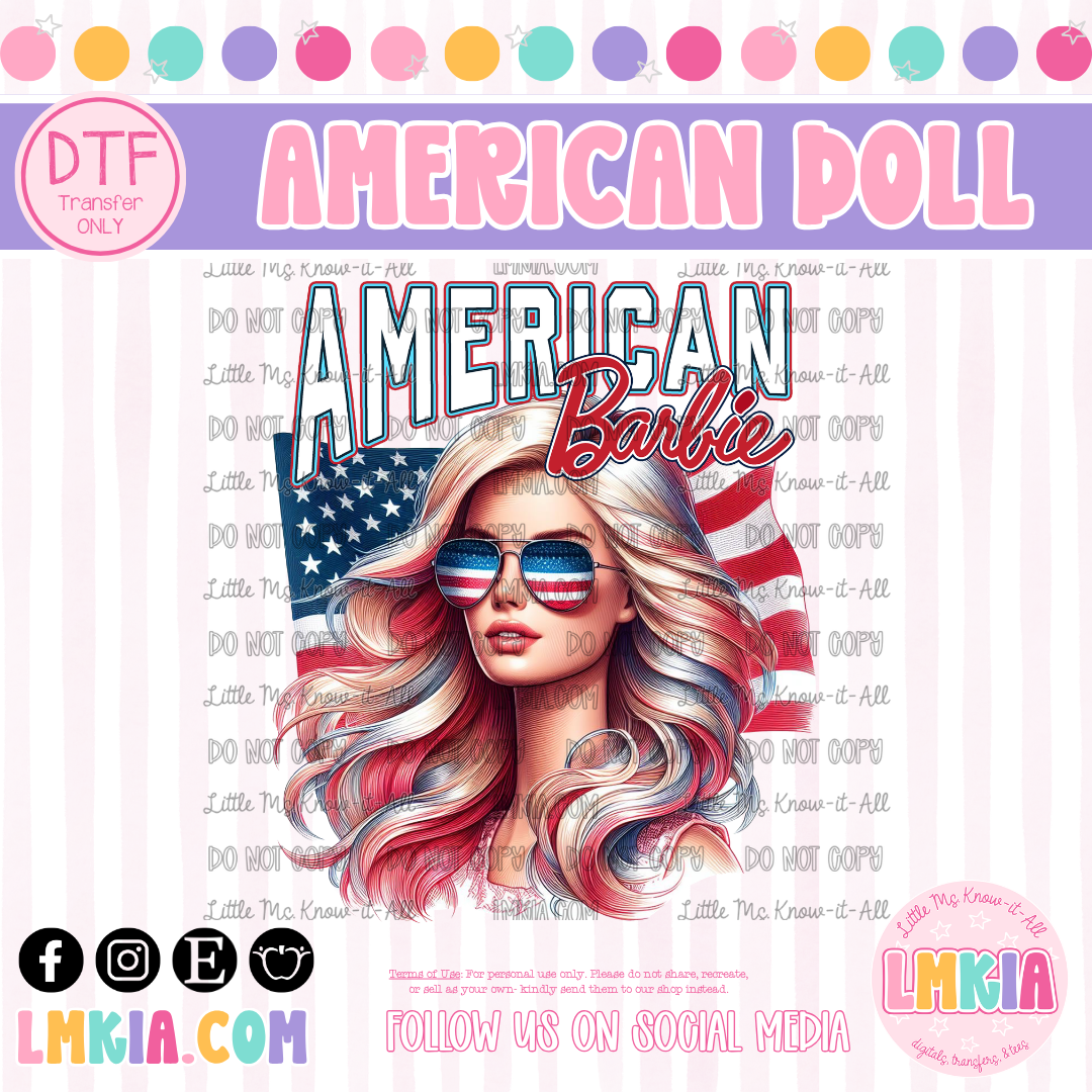 American Doll DTF Transfer