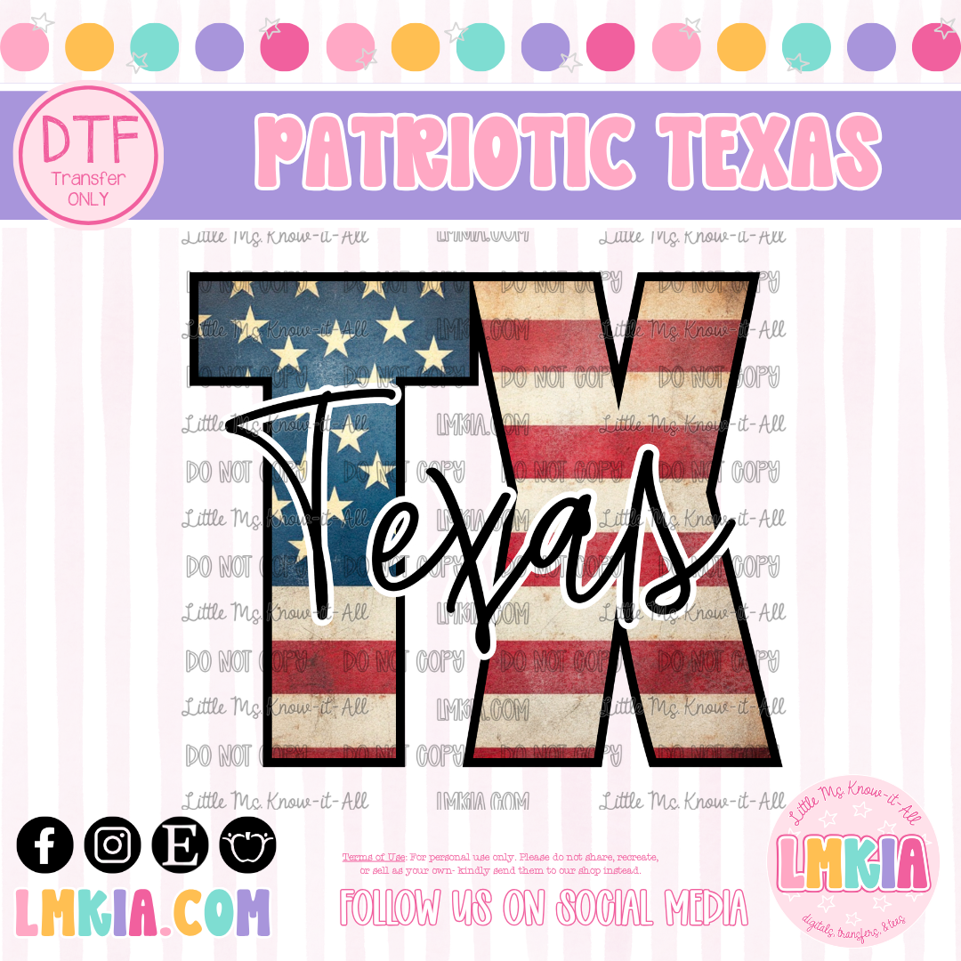 Patriotic Texas DTF Transfer