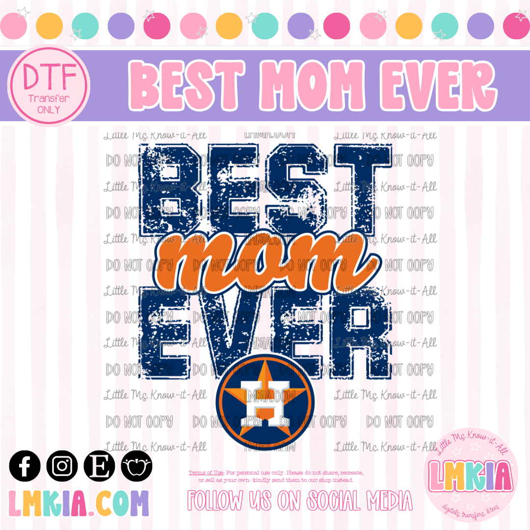 Best Mom Ever Baseball DTF Transfer