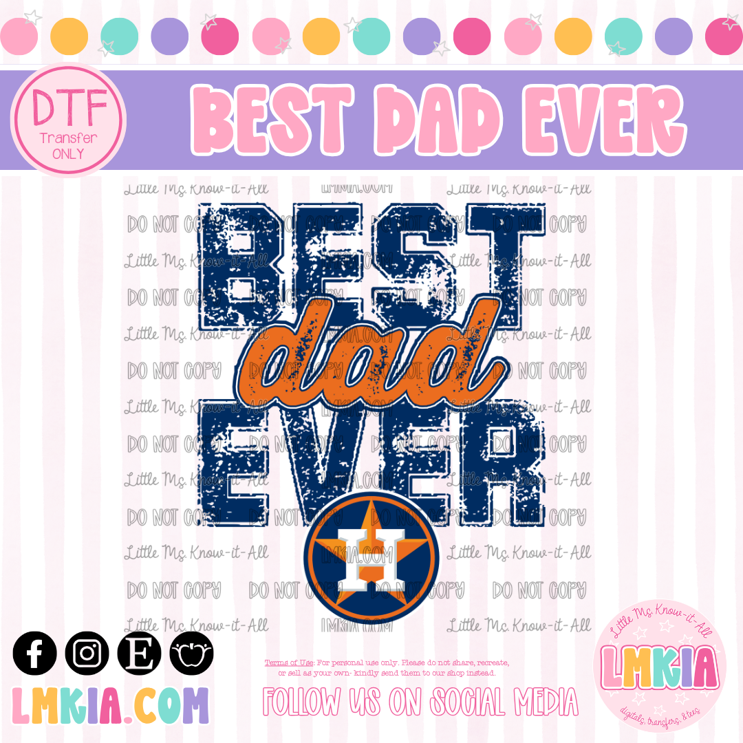 Best Dad Ever Baseball DTF Transfer
