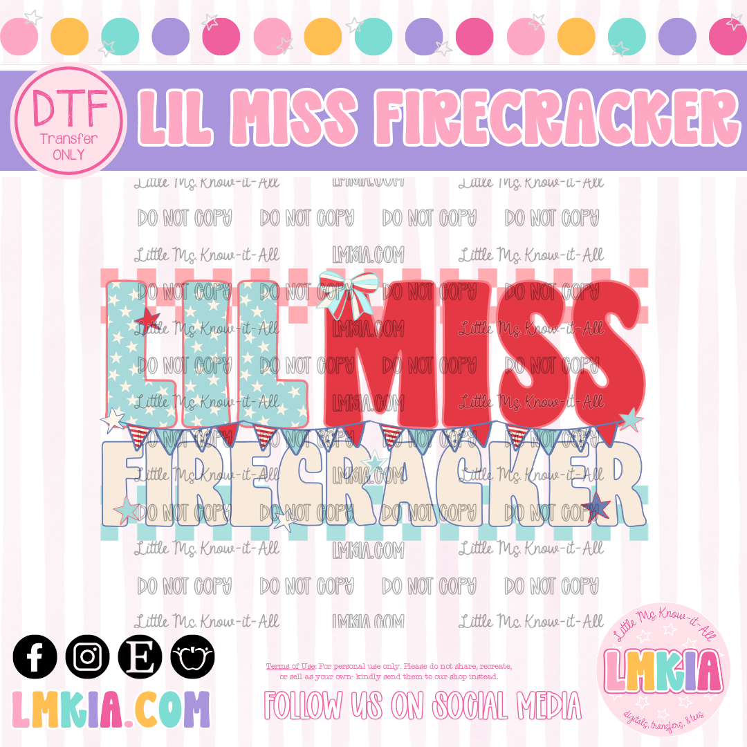 Lil Miss Firecracker DTF Transfer