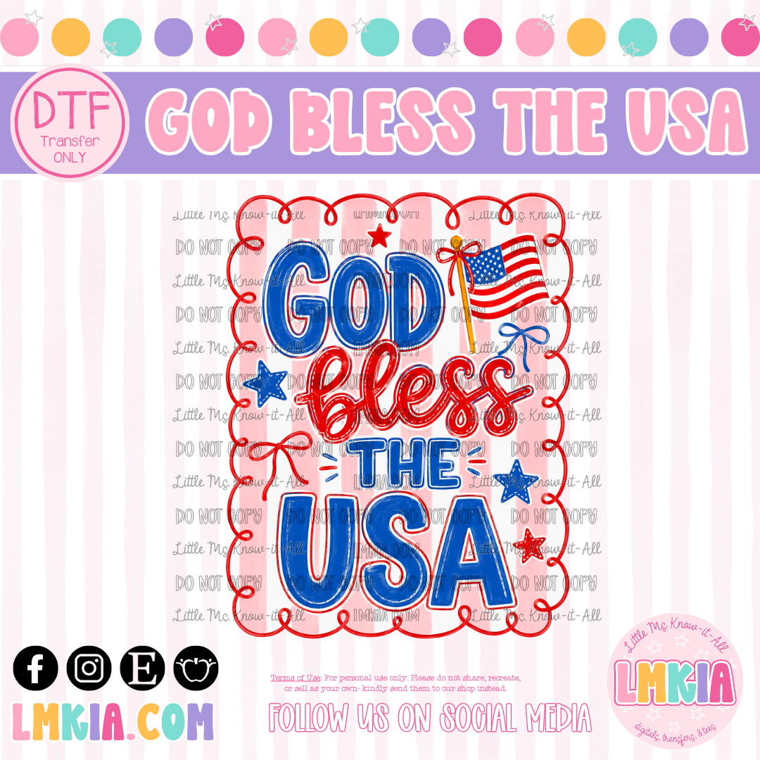 God Bless America DTF Transfer