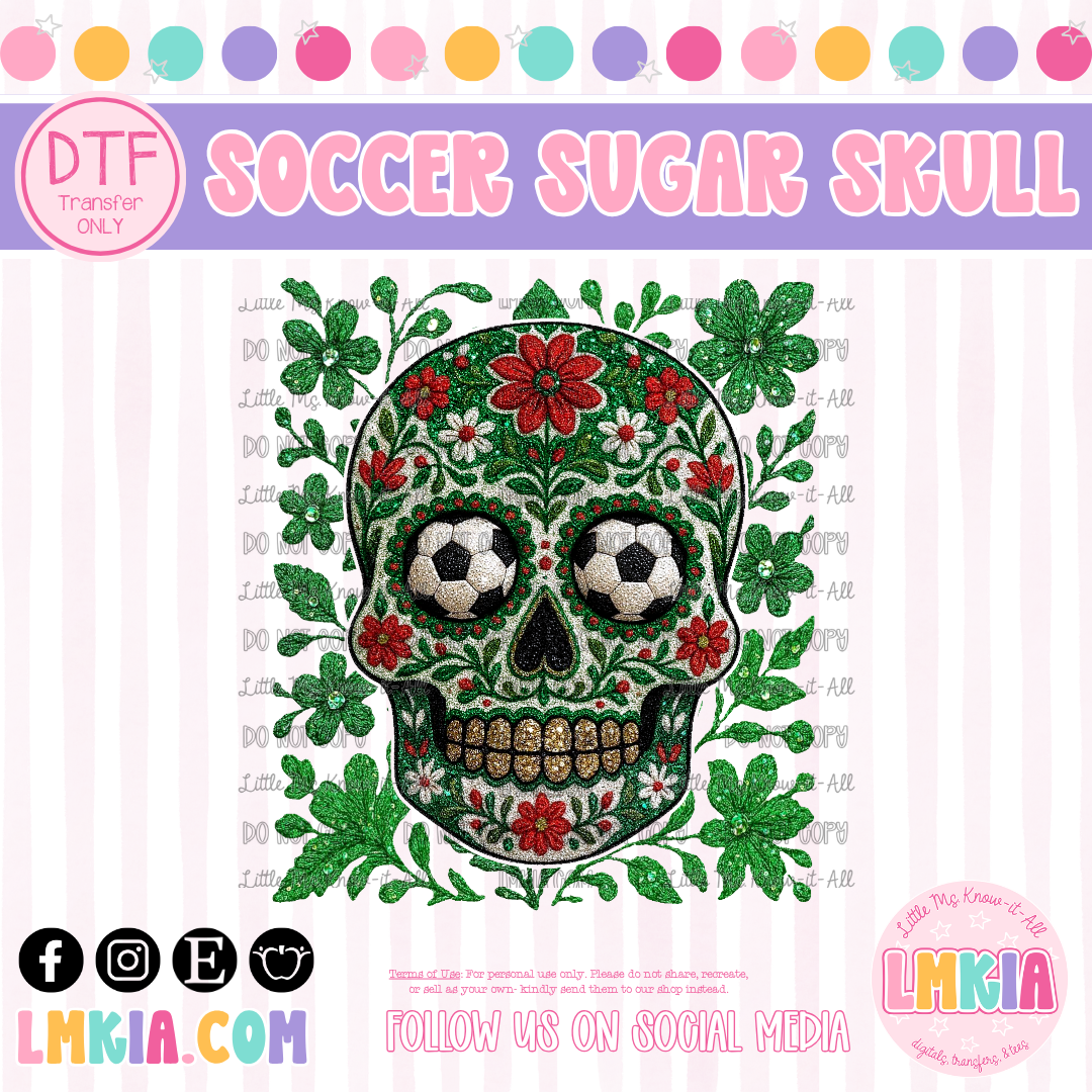 Mexico Soccer Sugar Skull DTF Transfer