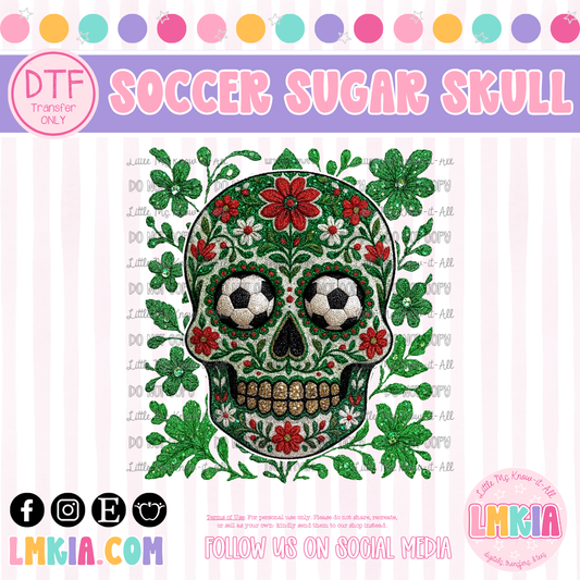 Mexico Soccer Sugar Skull DTF Transfer