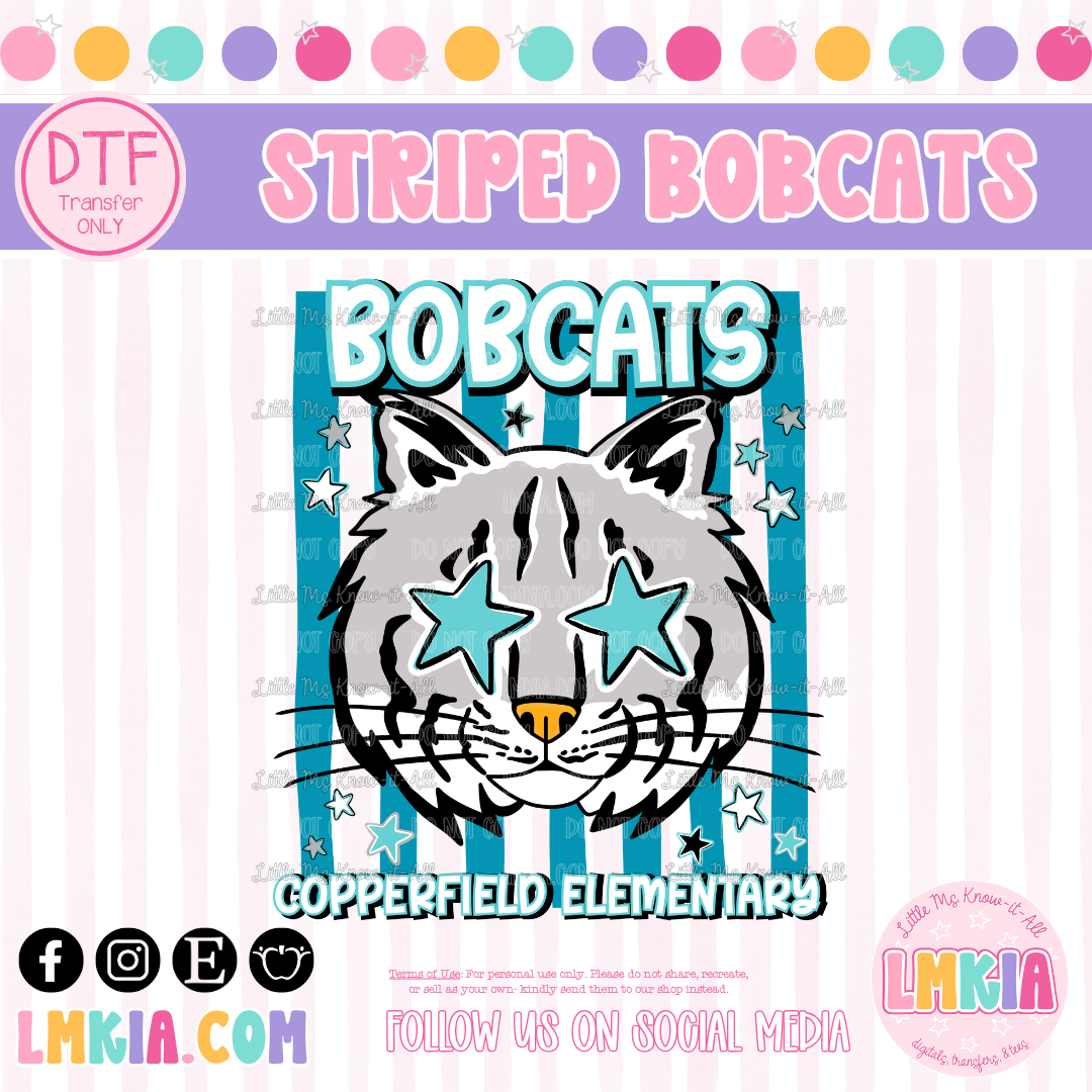 Striped Bobcats DTF Transfer