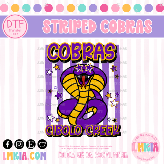 Striped Cobras DTF Transfer