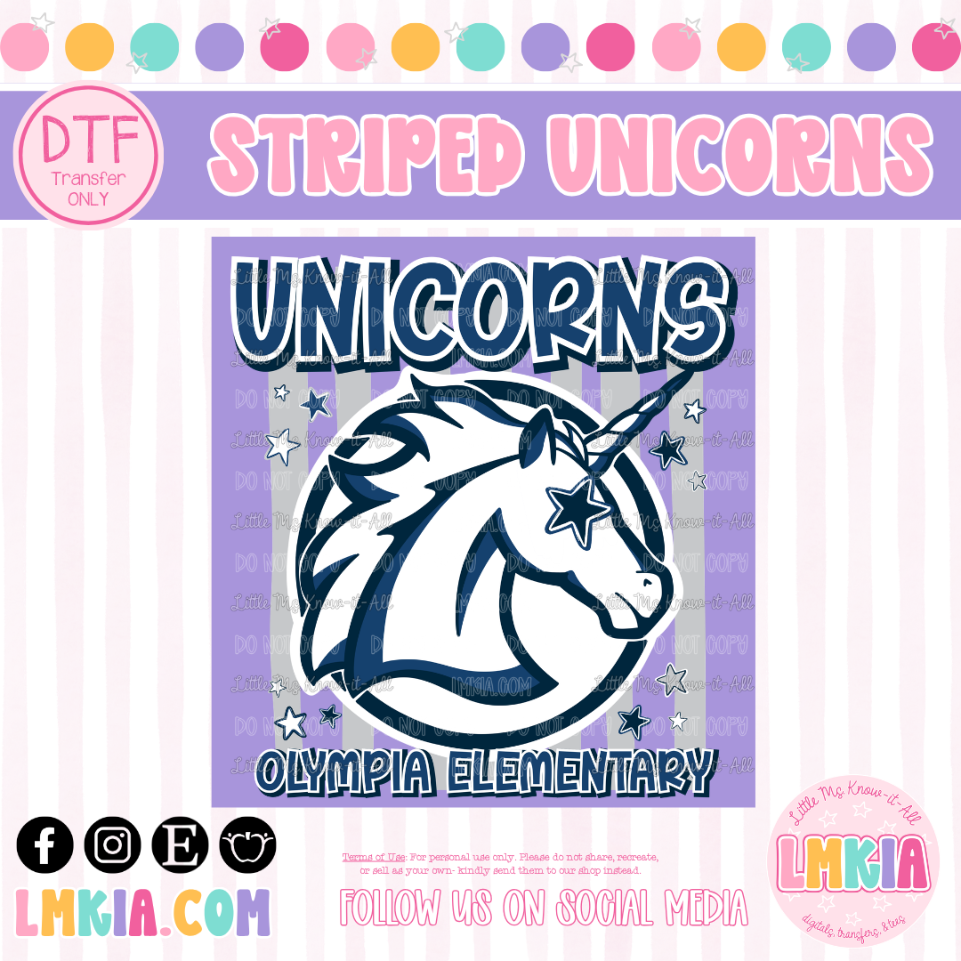 Striped Unicorns DTF Transfer