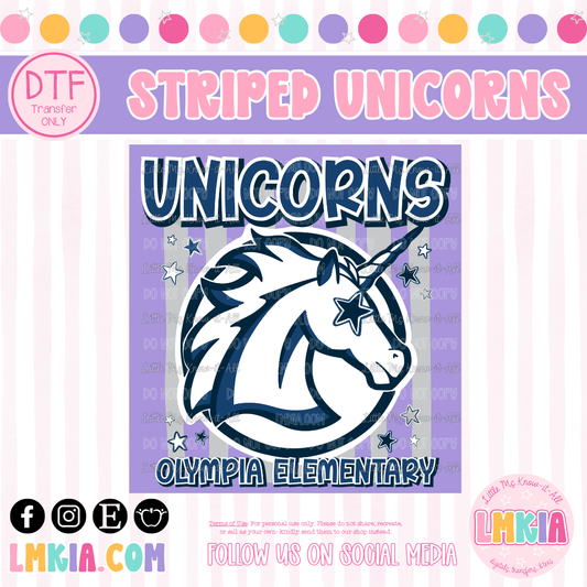 Striped Unicorns DTF Transfer