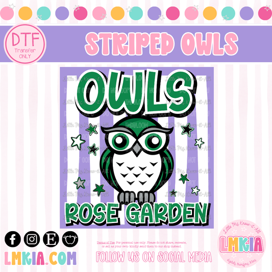 Striped Owls DTF Transfer