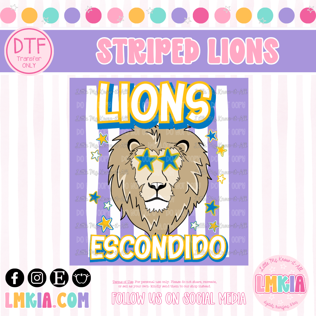 Striped Lions DTF Transfer