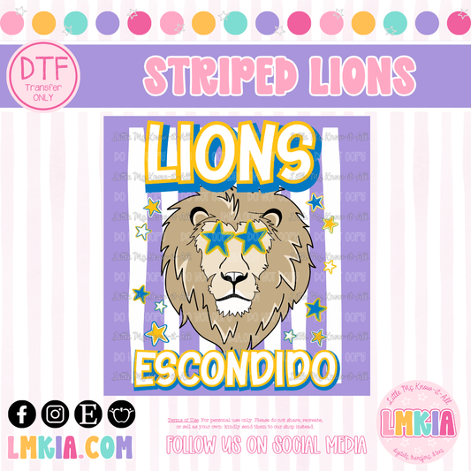 Striped Lions DTF Transfer